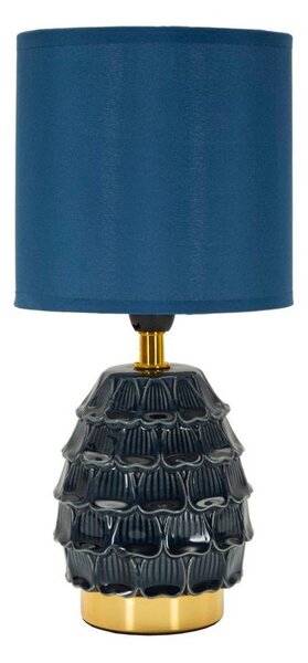 Modrá keramická stolová lampa s textilným tienidlom (výška 30,5 cm) Pigny – Mauro Ferretti