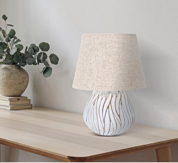 Béžová stolová lampa s textilným tienidlom (výška 48 cm) Honduras – Mauro Ferretti