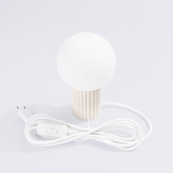Krémová stolová lampa so skleneným tienidlom (výška 19 cm) Orbital – Sollux