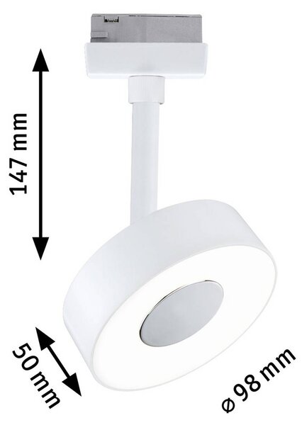 Paulmann URail LED-bodové svetlo Circle, stmievateľné, 4 000 K, signálna biela, Biela / opálová, Obývacia izba / jedáleň, kov, Moderný, Koľajnicový systém