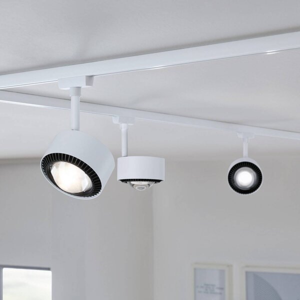 Paulmann URail LED-bodové svetlá Aldan, 3 000 K, signálna biela, Biela / opálová, Obývacia izba / jedáleň, kov, Moderný, Koľajnicový systém