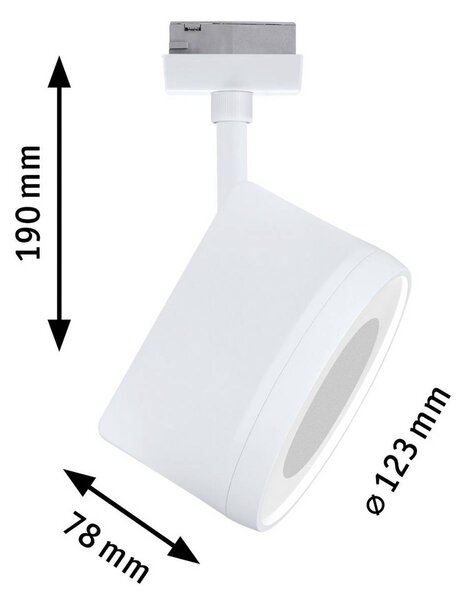 Paulmann URail LED-bodové svetlá Arena, signálna biela, 2 700 K, stmievateľné, Biela / opálová, Obývacia izba / jedáleň, kov, Moderný, Koľajnicový systém