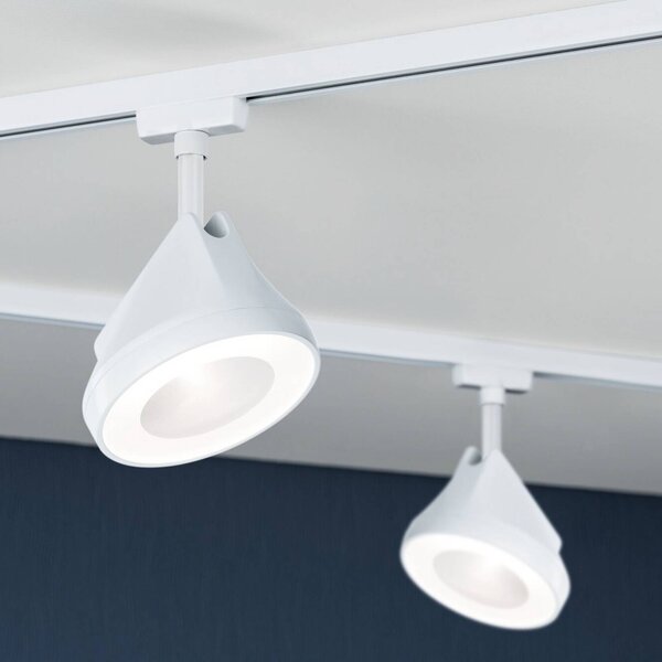 Paulmann URail LED-bodové svetlá Arena, signálna biela, 2 700 K, stmievateľné, Biela / opálová, Obývacia izba / jedáleň, kov, Moderný, Koľajnicový systém