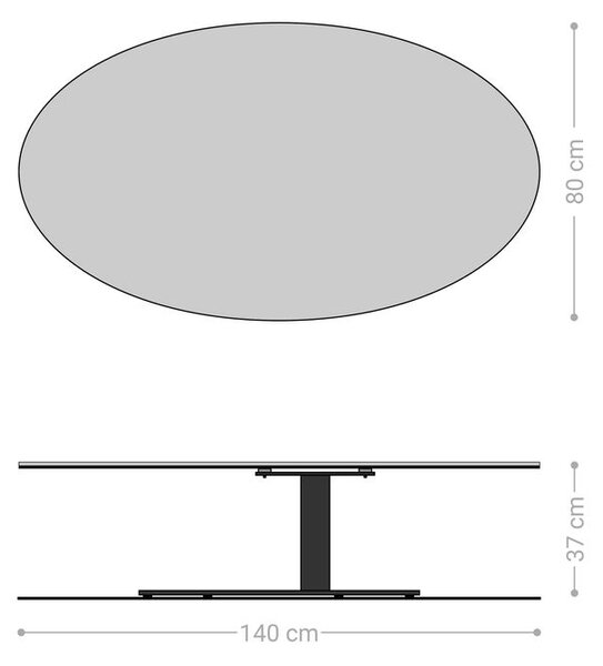 DELIFE Konferenčný stolík Edge oválny 140x80 cm keramika Minas Melange Vibany kov titánová farba efekt