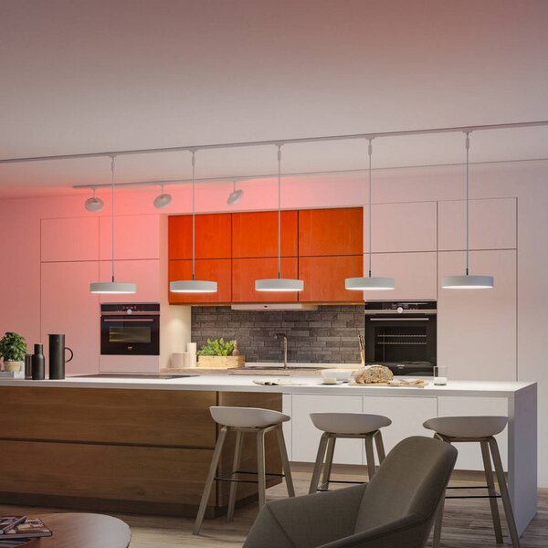 Paulmann URail Smart LED závesné svietidlo Hildor, signálna biela, ZigBee, Biela / opálová, Obývacia izba / jedáleň, Plast, Moderný, Koľajnicový systém