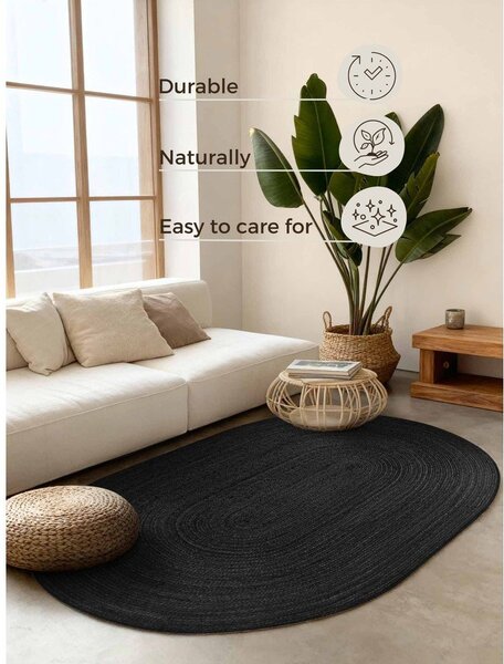 Čierny obojstranný/ručne tkaný jutový koberec 160x230 cm Braided – Hanse Home