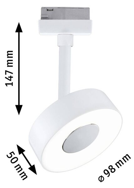 Paulmann URail LED-bodové svetlá Circle, 3stupňové stmievanie, 4 000 K,, Biela / opálová, Obývacia izba / jedáleň, kov, Moderný, Koľajnicový systém