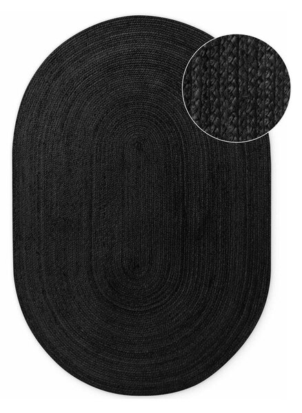 Čierny obojstranný/ručne tkaný jutový koberec 160x230 cm Braided – Hanse Home