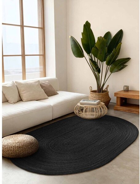 Čierny obojstranný/ručne tkaný jutový koberec 160x230 cm Braided – Hanse Home