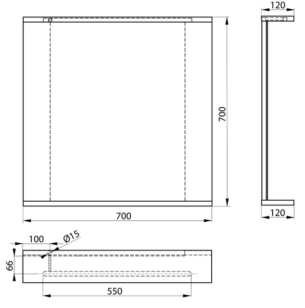 Aqualine Aqualine, KORIN STRIP zrkadlo s LED osvetlením 70x70x12cm, KO380S