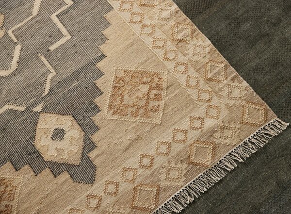 Diamond Carpets India , Ručne viazaný kusový koberec Heriz Wood DE 2005 Grey Mix, 80x150, béžová, chodba / predsieň