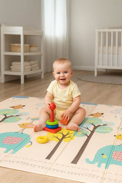 Detská penová podložka 200x180 cm vzdelávacia obojstranná skladacia rastová abeceda ECOTOYS