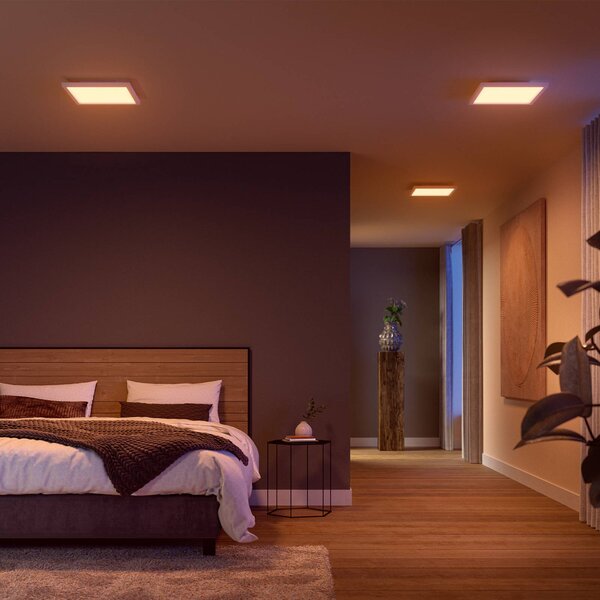 Philips Hue LED panel White & Color Ambiance Surimu, 30x30cm, Biela / opálová, Obývacia izba / jedáleň, Hliník, Moderný, Stropné svetlo