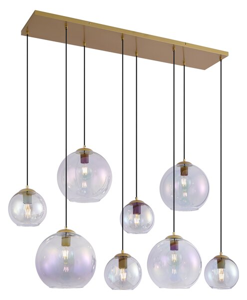 Art Deco závesná lampa zlatá s dúhovým sklom 8-Lights - Sandra