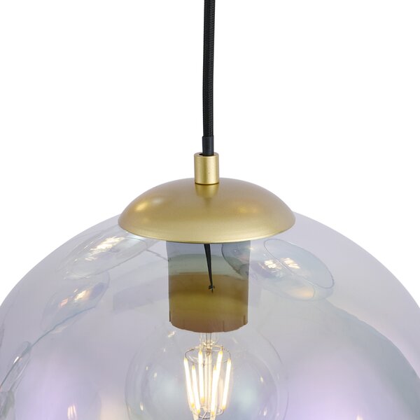 Art Deco závesná lampa zlatá s dúhovým sklom 8-Lights - Sandra