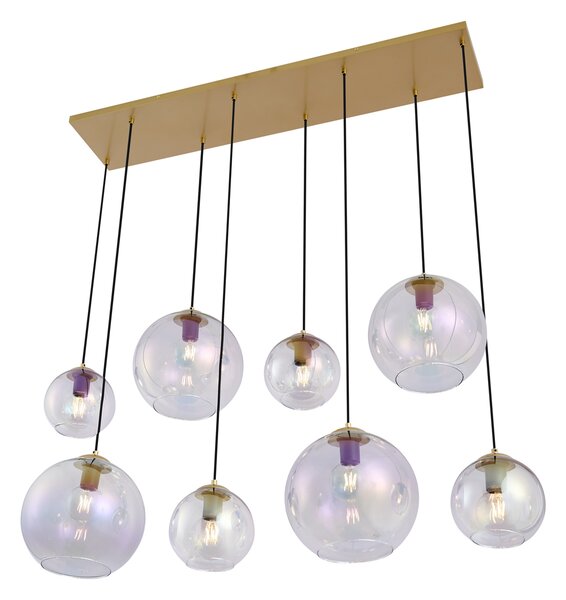 Art Deco závesná lampa zlatá s dúhovým sklom 8-Lights - Sandra