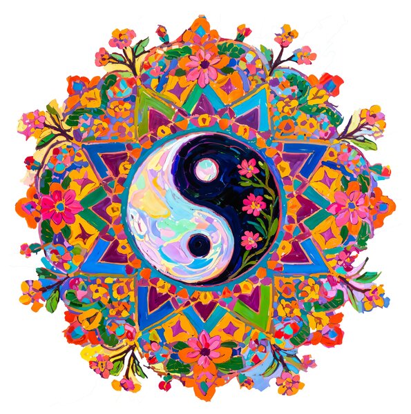 Drevený Obraz - Mandala Jin Jang