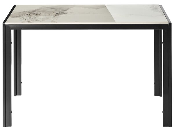 Jedálenský stôl biela čierna keramická vrchná doska kovový rám 120 x 70 cm obdĺžnikový tvar moderný klasický štýl kuchyňa jedáleň