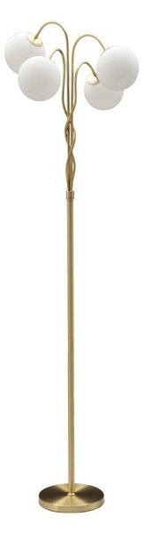 Biela/v zlatej farbe stojacia lampa so skleneným tienidlom (výška 176 cm) Glamy – Mauro Ferretti