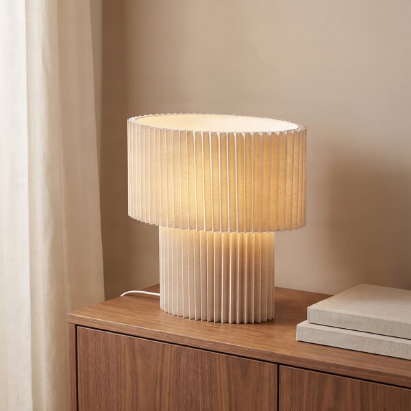 Stolové Lampa Lindby, Tazia, Béžová, Obývacia izba, Tkanina / Textil
