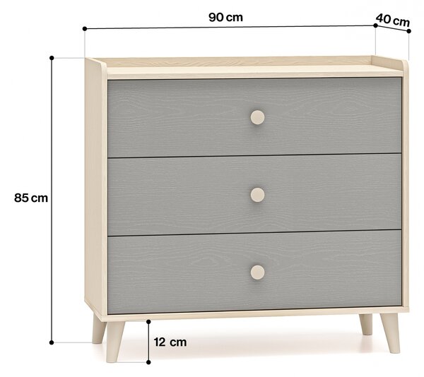 Komoda dziecieca Marla 90 cm so zásuvkami - piasek pustyni / šedý pallad - Limitovaná ponuka