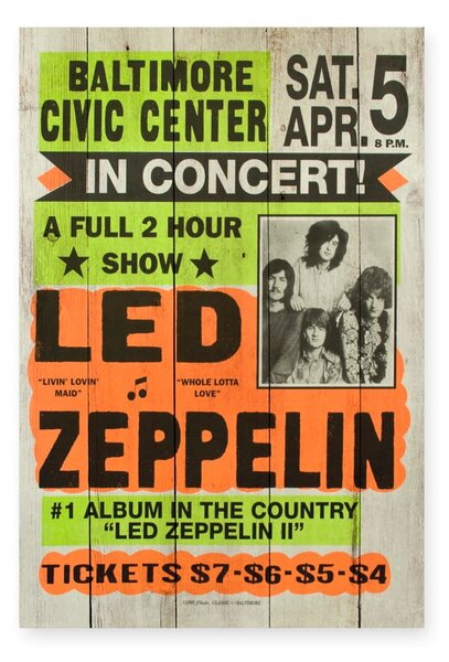 Drevená ceduľa Really Nice Things Led Zeppeling, 60 × 40 cm