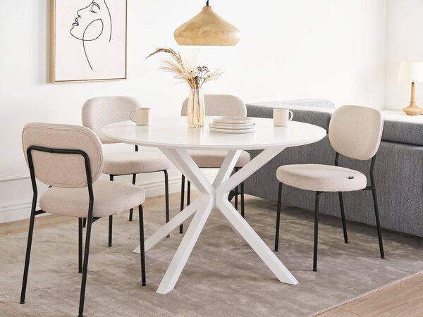 Jedálenský stôl biely MDF kovové nohy ø 120 cm okrúhly tvar klasický moderný štýl kuchyňa jedáleň