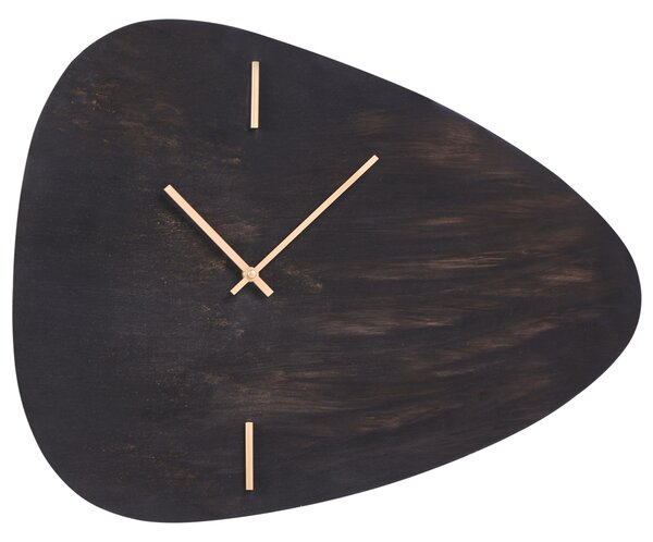 Nástenné hodiny tmavohnedé MDF 56 x 47 cm nepravidelný tvar so zlatými prvkami moderný štýl dekorácie doplnky