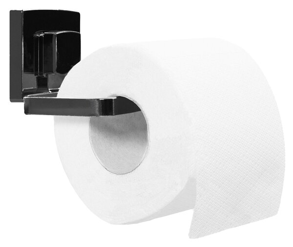 Držiak toaletného papiera - kovový - čierny - s vákuovým uchytením