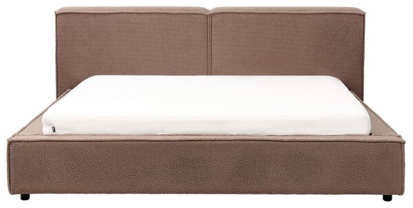 Posteľ hnedá buklé čalúnenie 180 x 200 cm s roštom hrubé čalúnené čelo retro tradičný štýl