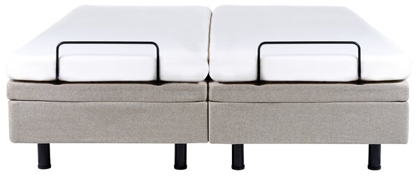 Elektricky polohovateľná posteľ béžová polyester 160 x 200 cm diaľkové ovládanie nastaviteľná posteľ bez čela moderný štýl spálňa