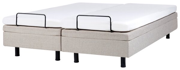 Elektricky polohovateľná posteľ béžová polyester 160 x 200 cm diaľkové ovládanie nastaviteľná posteľ bez čela moderný štýl spálňa