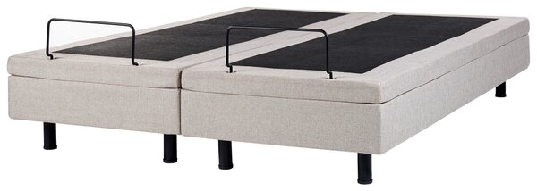Elektricky polohovateľná posteľ béžová polyester 160 x 200 cm diaľkové ovládanie nastaviteľná posteľ bez čela moderný štýl spálňa