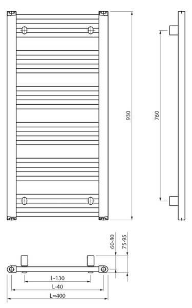Bruckner Bruckner, ALBRECHT vykurovacie teleso 400x930mm, biela, 600.211.4