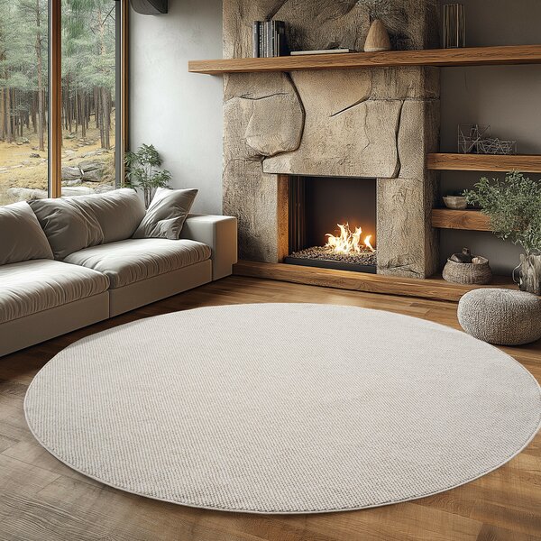 Ayyildiz, Kusový koberec Helix 2200 cream kruh, 80x80, béžová, chodba / predsieň