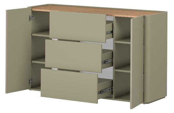 Komoda Elivo 150 cm so zásuvkami - eukalyptus / dub baltic dune