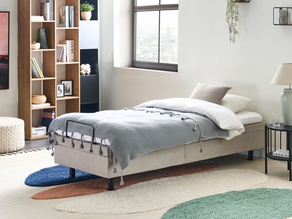 Elektricky polohovateľná posteľ béžová polyester 80 x 200 cm diaľkové ovládanie nastaviteľná posteľ bez čela moderný štýl spálňa