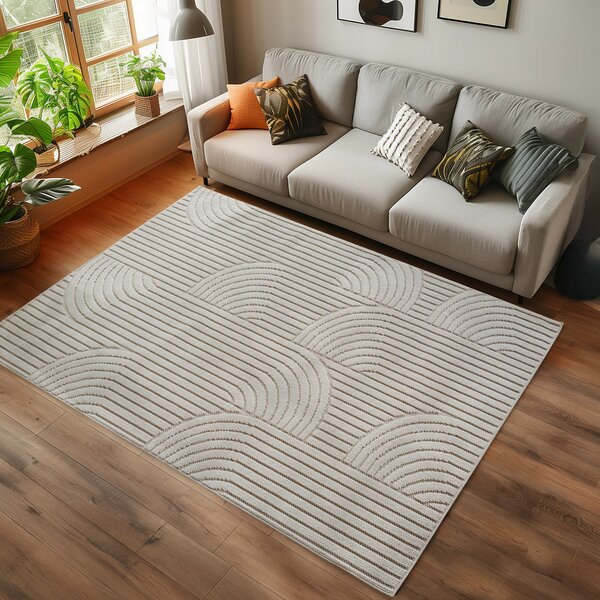 Ayyildiz, Kusový koberec Helix 2201 cream, 60x110, biela, chodba / predsieň