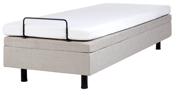 Elektricky polohovateľná posteľ béžová polyester 80 x 200 cm diaľkové ovládanie nastaviteľná posteľ bez čela moderný štýl spálňa
