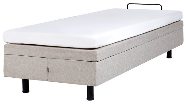 Elektricky polohovateľná posteľ béžová polyester 80 x 200 cm diaľkové ovládanie nastaviteľná posteľ bez čela moderný štýl spálňa