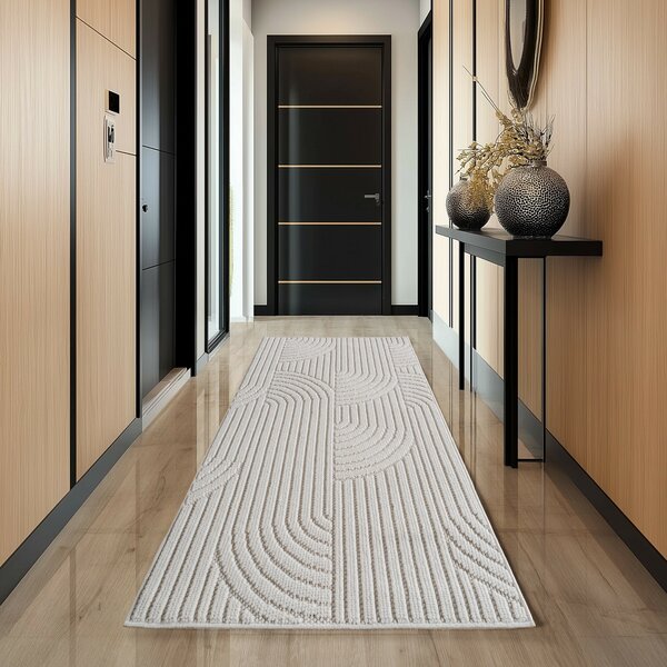 Ayyildiz, Kusový koberec Helix 2201 cream, 60x110, biela, chodba / predsieň
