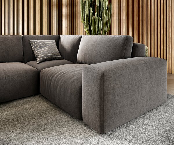 DELIFE Pohovka v tvare U Lanzo 300x210 cm mikrovlákno khaki-hnedá ležadlo variabilné