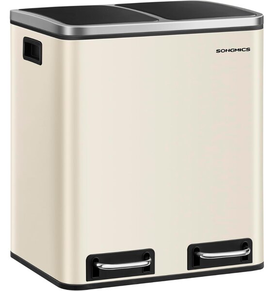 Kôš na separovanie odpadu SORT 30l (2×15l), béžová/strieborná/čierna SongmicsHome