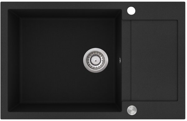 CERANO - Egon drez granitový, 1-komorový s odkvapkávačom, 780 x 500 mm - čierna matná