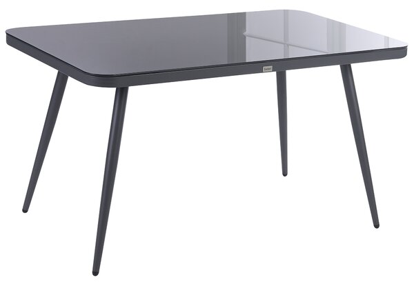 Záhradný jedálenský stôl sivý matný povrch 140 x 80 cm hliník pre 4 osoby minimalistický industriálny štýl