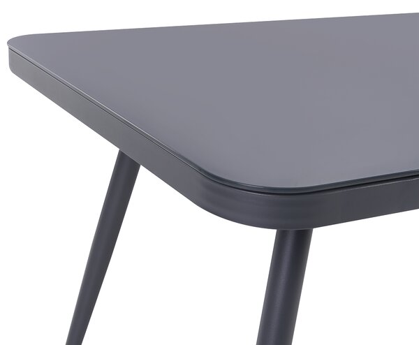 Záhradný jedálenský stôl sivý matný povrch 140 x 80 cm hliník pre 4 osoby minimalistický industriálny štýl