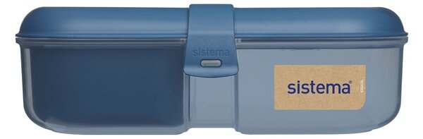 Set desiatového boxu s fľašou - Desiatový box Ribbon 1,1 l a fľaša Swift 480 ml, mix farieb - SISTEMA Farba škatuliek SISTEMA: Modrá