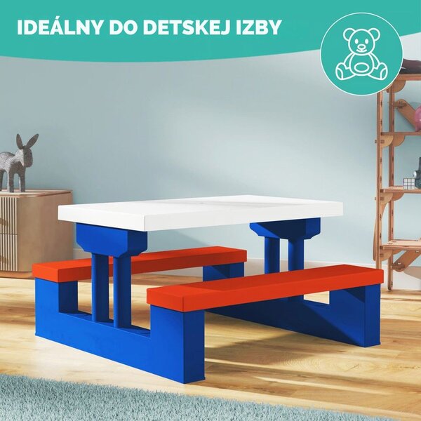 Detská sedacia zostava so slnečníkom JASMIN, 67x78,5x42,5cm, modrá/biela/červená Spielwerk