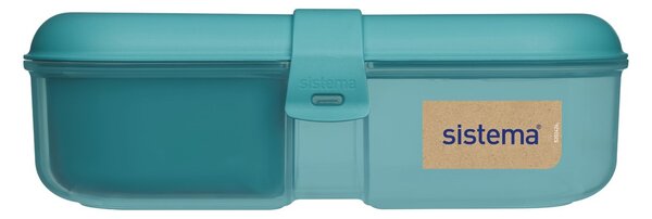 Set desiatového boxu s fľašou - Desiatový box Ribbon 1,1 l a fľaša Swift 480 ml, mix farieb - SISTEMA Farba škatuliek SISTEMA: Modrá