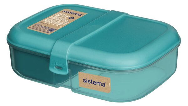 Set desiatového boxu s fľašou - Desiatový box Ribbon 1,1 l a fľaša Swift 480 ml, mix farieb - SISTEMA Farba škatuliek SISTEMA: Modrá